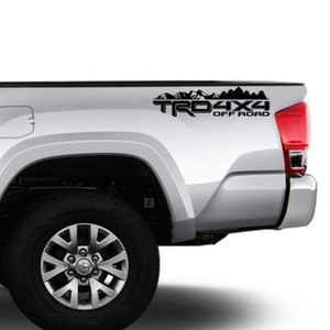 TRD off road Tacoma Toyota side decal, Set of TWO American flag, Mountain Trees, Side Body, Side Graphics, Car side graphics