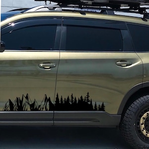 Vehicle side decal 4 pieces,(L+R side) Mountain Trees, Side Body, Side Graphics, Car side graphics, Full side graphics, Car Decal,