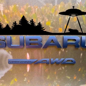 Over badge decal, decal for trunk rear Subie, Vinyl Mountain and Trees Decal, Car Emblem Graphic, vinyl, Decals Crosstrek, Ascent, Outback