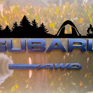 Over badge decal, decal for trunk rear Subie, Vinyl Mountain and Trees Decal, Car Emblem Graphic, vinyl, Decals Crosstrek, Ascent, Outback