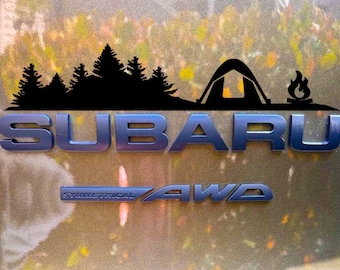 Calcomanía para sobre insignia, calcomanía para maletero trasero Subie, calcomanía de vinilo de montaña y árboles, gráfico de emblema de auto, vinilo, calcomanías Crosstrek, Ascent, Outback