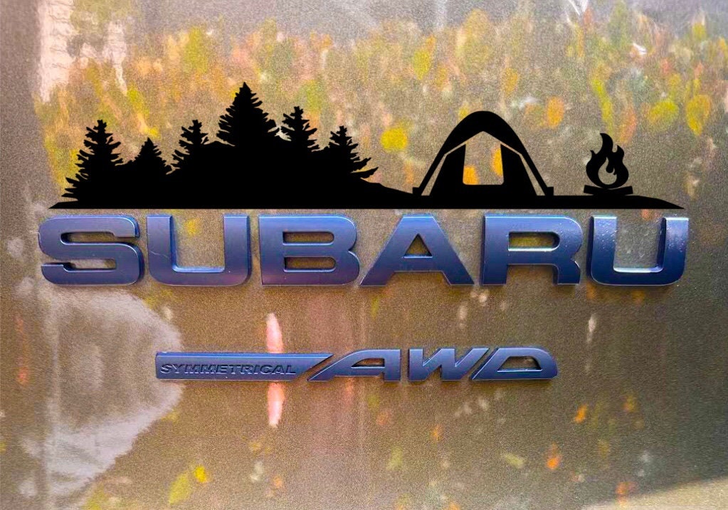 Over badge decal, decal for trunk rear Subie, Vinyl Mountain and Trees Decal, Car Emblem Graphic, vinyl, Decals Crosstrek, Ascent, Outback