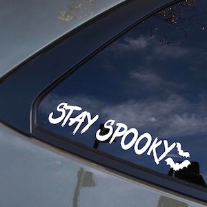 Adesivo de Halloween &quot;Fique Assustador&quot;, Adesivo de Para-brisa, Adesivo de Carro, Faixa de Para-brisa, Gráficos de Vinil JDM, Adesivo de Halloween