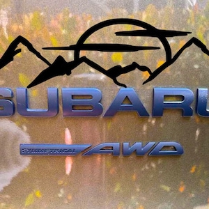 Over badge decal, decal for trunk rear Subie, Vinyl Mountain and Trees Decal, Car Emblem Graphic, vinyl,Decals Crosstrek, Ascent, Outback