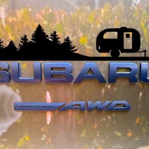 Over badge decal, decal for trunk rear Subie, Vinyl Mountain and Trees Decal, Car Emblem Graphic, vinyl, Decals Crosstrek, Ascent, Outback