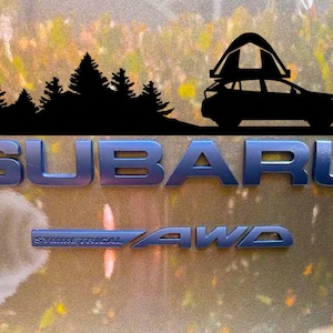 Over badge decal, decal for trunk rear Subie, Vinyl Mountain and Trees Decal, Car Emblem Graphic, vinyl, Decals Crosstrek, Ascent, Outback
