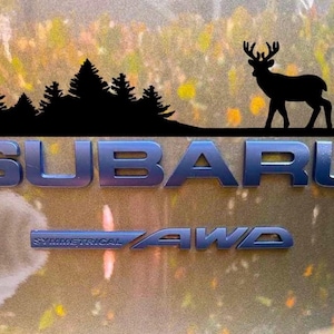 Over badge decal, decal for trunk rear Subie, Vinyl Mountain and Trees Decal, Car Emblem Graphic, vinyl, Decals Crosstrek, Ascent, Outback