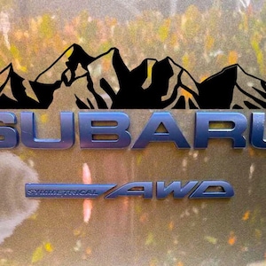Over badge decal, decal for trunk rear Subie, Vinyl Mountain and Trees Decal, Car Emblem Graphic, vinyl, Decals Crosstrek, Ascent, Outback