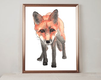 Fox Watercolor Print | Animal Illustration | Home Decor | Instant Digital Download | Printable Wall Art