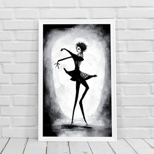 Gothic Dancer Abstract Print | Black and white ink illustration | Halloween printable wall art | Home decor | Digital download