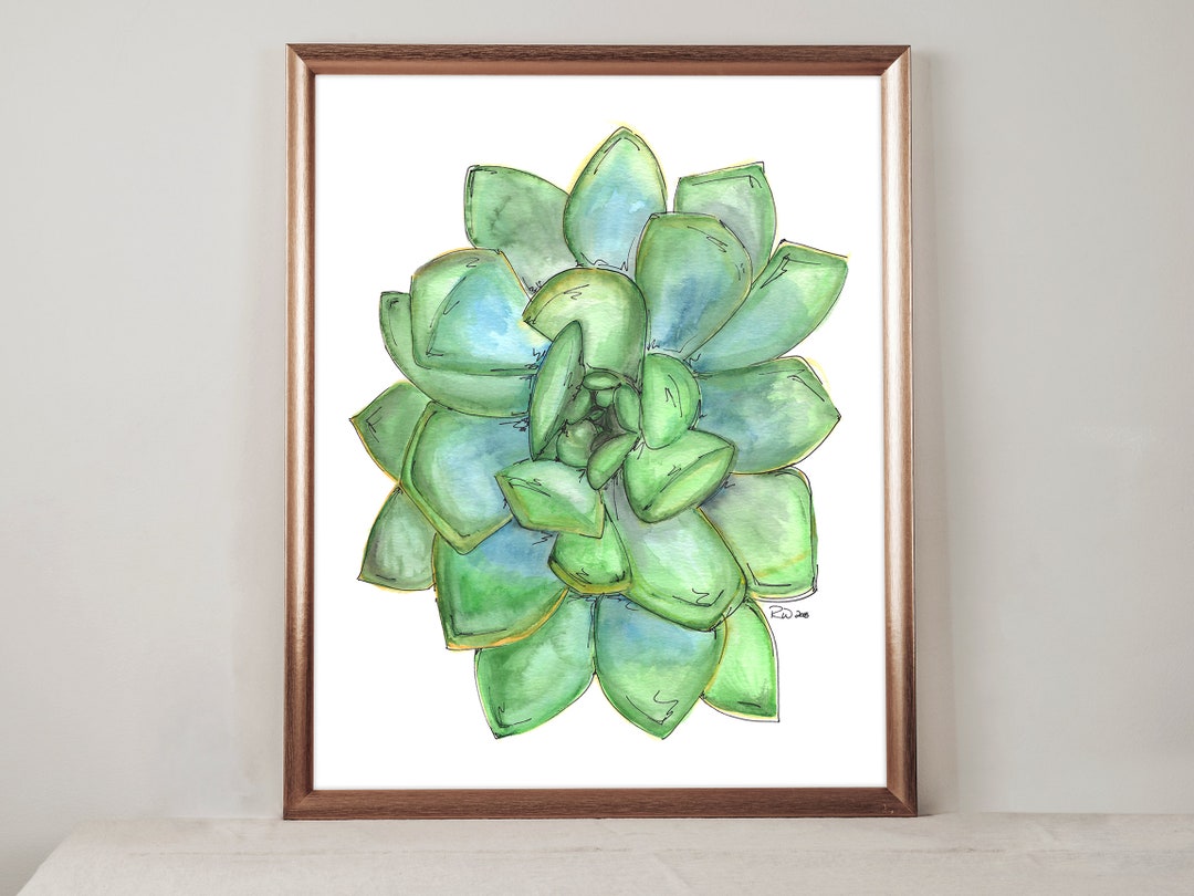Succulent Watercolor Print | Plant Illustration | Home Decor | Instant Digital Download ...