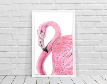 Flamingo Watercolor Print | Animal Illustration | Home Decor | Instant Digital Download | Printable Wall Art