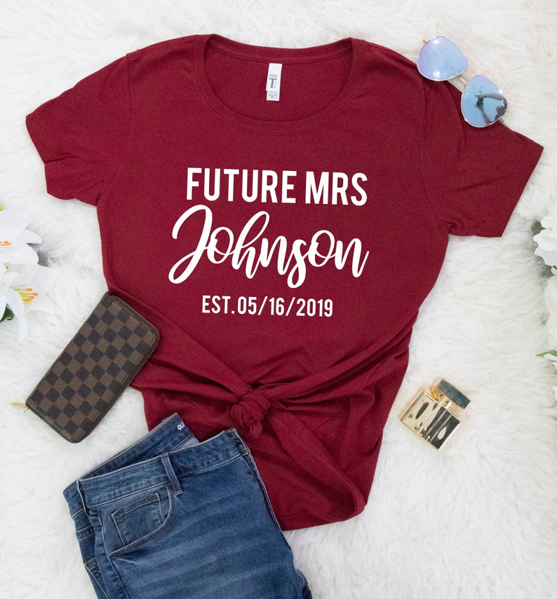 Engagement party gift Engagement announcement, Personalized future MRS shirt with custom date Engaged shirt