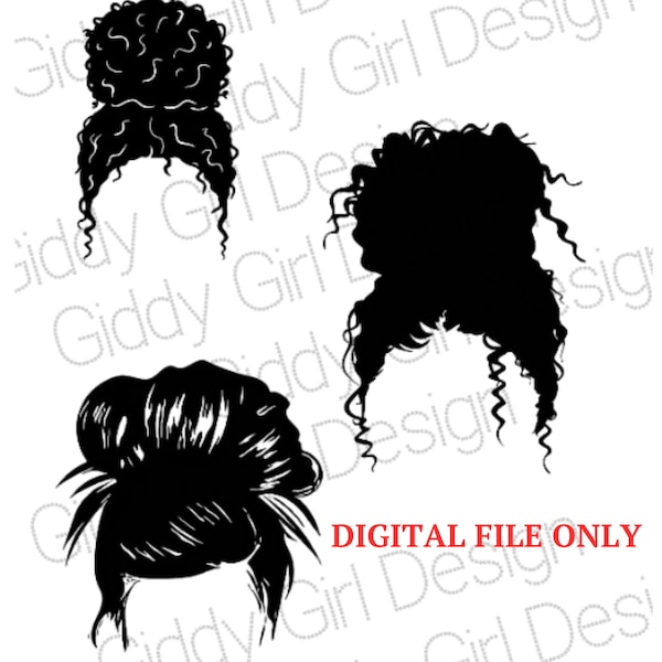 Messy Bun, Curly Hair, Mom Life, Digital design, PNG, sublimation, cricut, digital download, gift for her, coworker gift