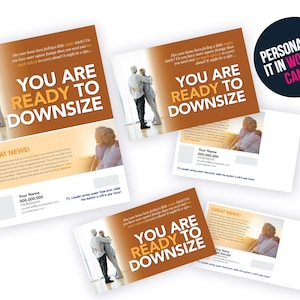 Your are ready to DOWNSIZE! | Real Estate Marketing Templates Bundle | Postcards + Flyer | Easy to Edit | Canva Templates