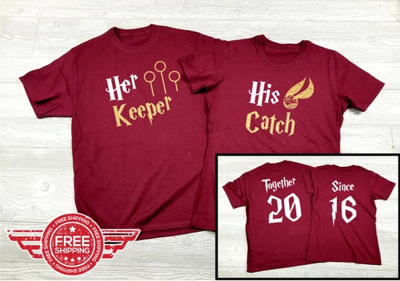 Couples shirts, His Catch Her Keeper GOLD, His and Hers Shirts, Wizarding Trip, Gift for her, Gift for him, universal, Honeymoon Couples shirts, His Catch Her Keeper GOLD, His and Hers Shirts, Wizarding Trip, Gift for her, Gift for him, universal, Honeymoon