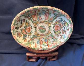 Antique Rose Medallion China platter  9” x 7”