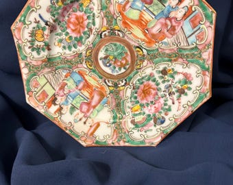Antique Rose Medallion china. 8 sided shallow bowls