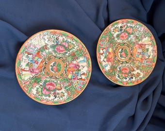Antique Rose Medallion China shallow soup bowls 6.5 size