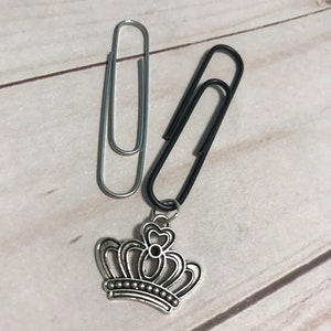 Queen of hearts charm paper clip planner crown