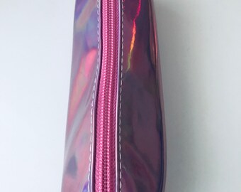 Pouch pen pencil  washi back to school Pink holographic vinyl lettering can be added