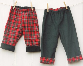 baby boy red tartan trousers