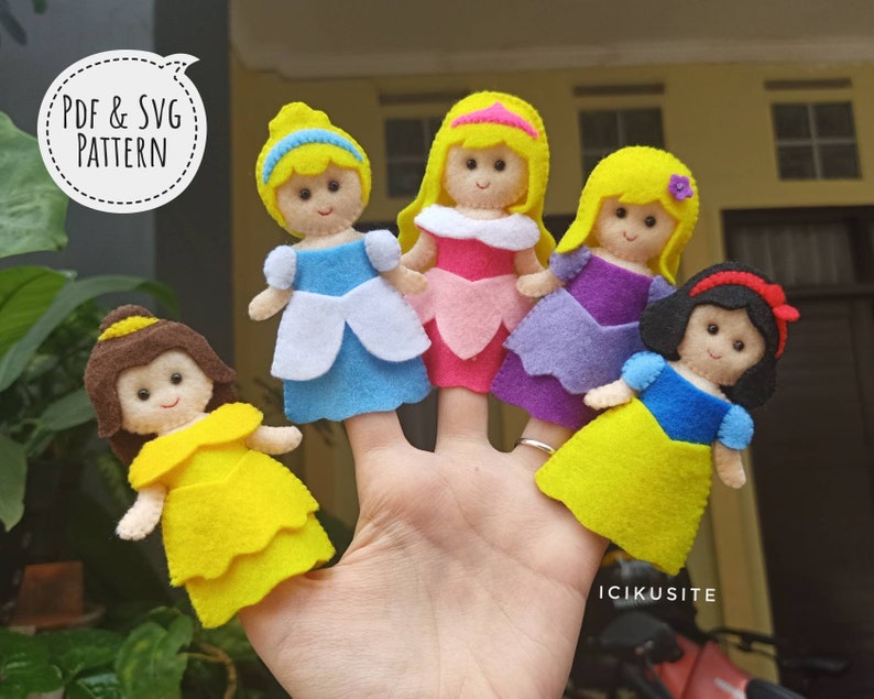 Download PDF SVG :Princess Finger Puppets Hand Sewing Pattern | Etsy