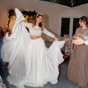 Elopement wedding long skirt a line white custom made simple plus size wedding dress, alternative simple reception wedding long skirt