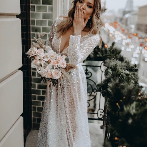 Sequins Sheer Tulle Evening Gown 