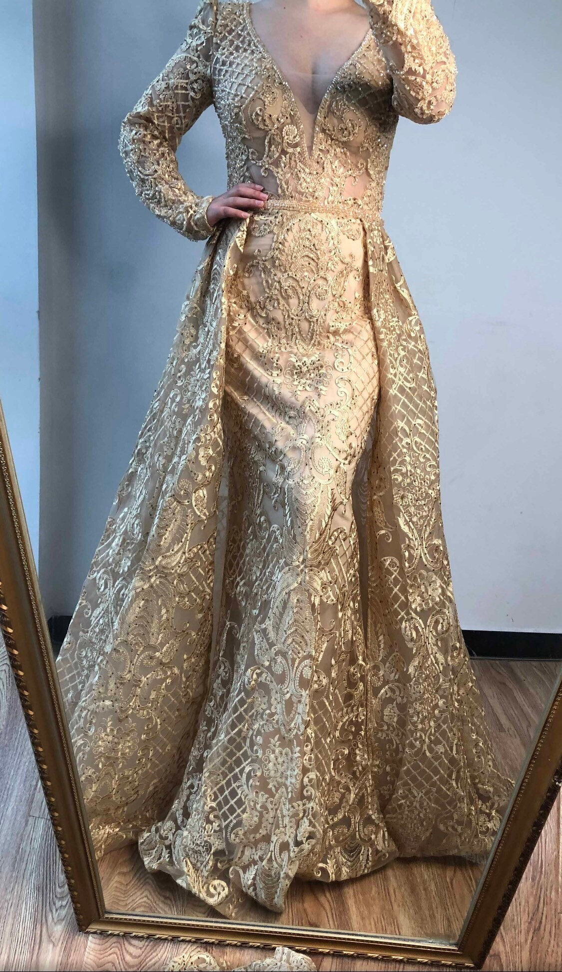 Gold Evening Dress Satin Prom Dress Lace Applique Wedding Guest Dresses  Sash A Line Maxi Mother's Dress wedding guest dress — Bridelily