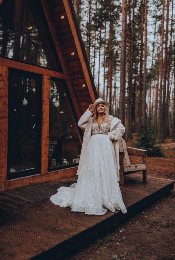 Boho Wedding Dress Bohemian Prom Dress 