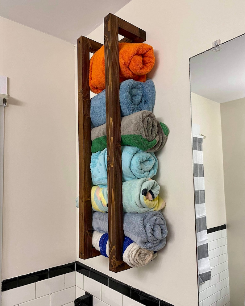 Bathroom Towel Rack Modern Towel Rack Wooden Towel Rack Etsy