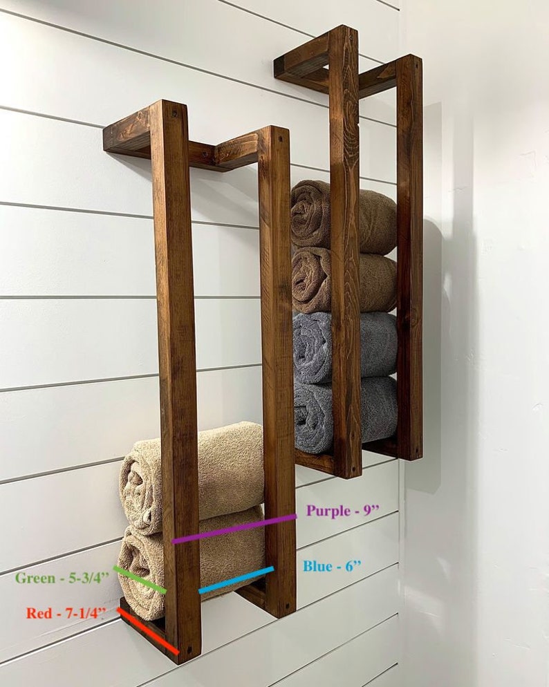 Kit de toallas de baño toallero moderno toallero de madera | Etsy