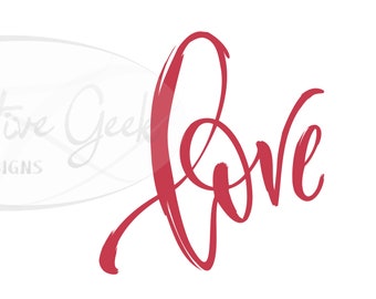Hand drawn Word Art Love SVG Digital Download - Valentines Day SVG Instant Download - Love Clipart - SVG Files for Cricut or Cameo