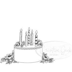 Sketch Happy Birthday SVG Digital Download - Birthday Card Instant Download - Happy Birthday Clipart - SVG Files for Cricut or Cameo
