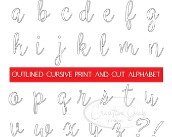 Playful Cursive Alphabet SVG Digital Download - Outlined Print and Cut Alphabet Instant Download PNG - SVG Files for Cricut and Cameo