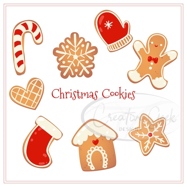 Merry Christmas SVG Digital Download - Gingerbread Cookie SVG Instant Download - Christmas Cookies Clipart - SVG Files for Cricut or Cameo