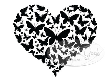 Butterfly SVG Digital Download - Butterfly Heart SVG Instant Download - SVG Files for Cricut and Cameo