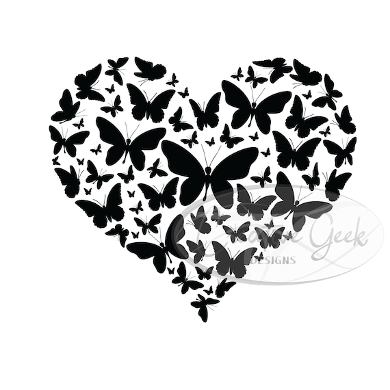 Butterfly Svg Digital Download Butterfly Heart Svg Instant Etsy
