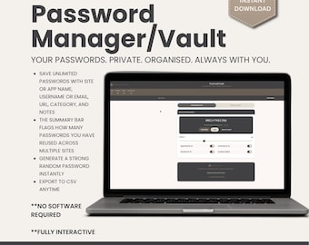 Password Tracker | Secure Password Manager & Generator | Small Business Password Organizer Vault