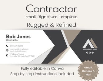 Contractor Email Signature Canva Template | Tradesperson Small Business Branding | Gmail Outlook PNG Digital Download