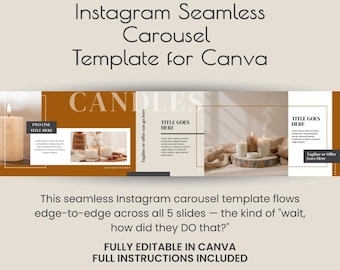 Seamless Instagram Carousel Canva Template | Editable 5-Slide Swipe Post | Small Business Social Media Template