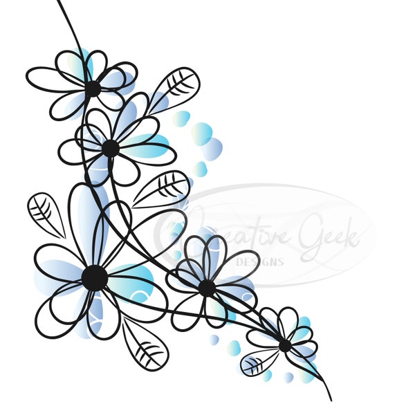 Modern Floral Background SVG Digital Download - Flower Background SVG Instant Download - Floral Clipart - SVG Files for Cricut and Cameo