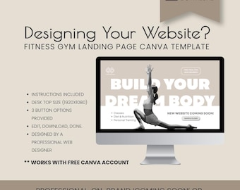 Website Landing Page Canva Template - Editable Web Page for Spa, Gym, Coach, Personal Trainer & Small Business Launch