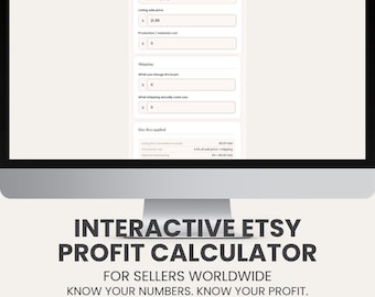 Interactive Etsy Profit Calculator | Auto-Calculating Fee & Profit Tool for Etsy Sellers | No Spreadsheet | Freelance Tool