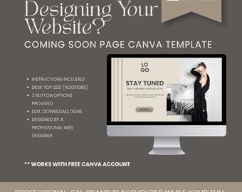 Website Coming Soon Canva Template | Editable Coming Soon Landing Page | Small Business Launch Site Digital Download