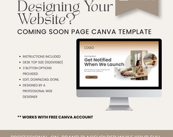 Website Coming Soon Canva Template | Rust, Beige Editable Landing Page | Small Business Launch Site Digital Download