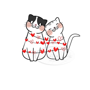 Saint Valentin chat SVG en téléchargement numérique - amour SVG téléchargement instantané - cliparts de chats mignons - fichiers SVG pour Cricut ou camée