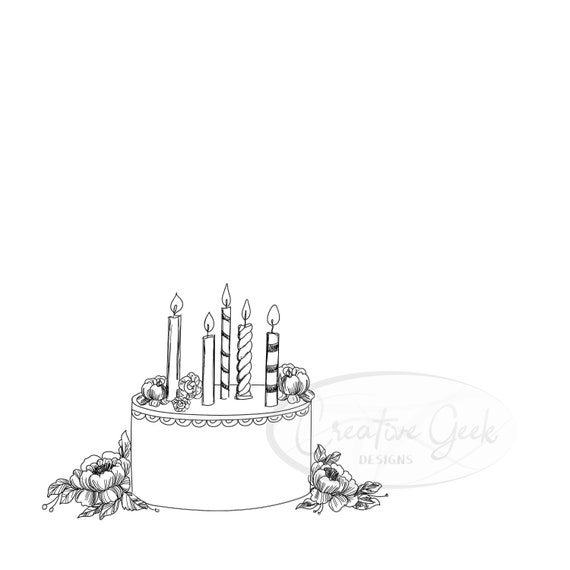 Sketch Happy Birthday Svg Digital Download Birthday Card Svg Etsy