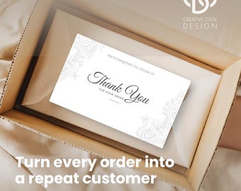 Bearbeitbare Danksagungskarte für kleine Business-Verpackungen | Doppelseitige Canva Vorlage Digitaler Download